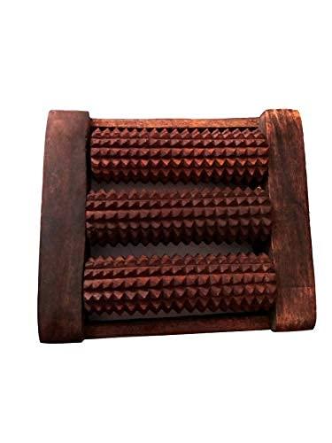 Iwud Iwud Wooden Foot Acupressure 3 Roller Massager Tool (Brown) with a Hand/EYE Acupuncture (Yellow) || wooden foot roller massager