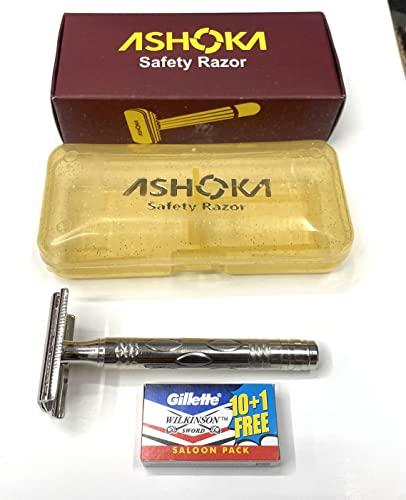 Ashoka Ashoka Men Double Edge Brass Safety Razor (Silver) - A558