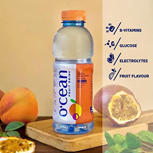 O'cean Fruit Drink Ocean Fruit Water Peach Passion flavor enriched with vitamins, electrolyte & glucose| 500ml | Pack of 6
