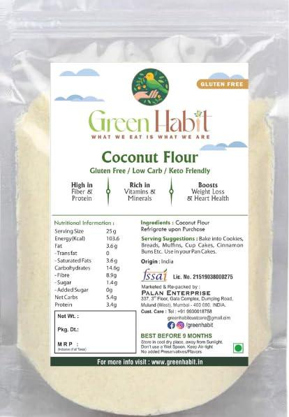 Green Habit Green Habit Coconut Flour [Gluten-Free, Fiber-Rich, Paleo Friendly] (1.5 Kg pack)