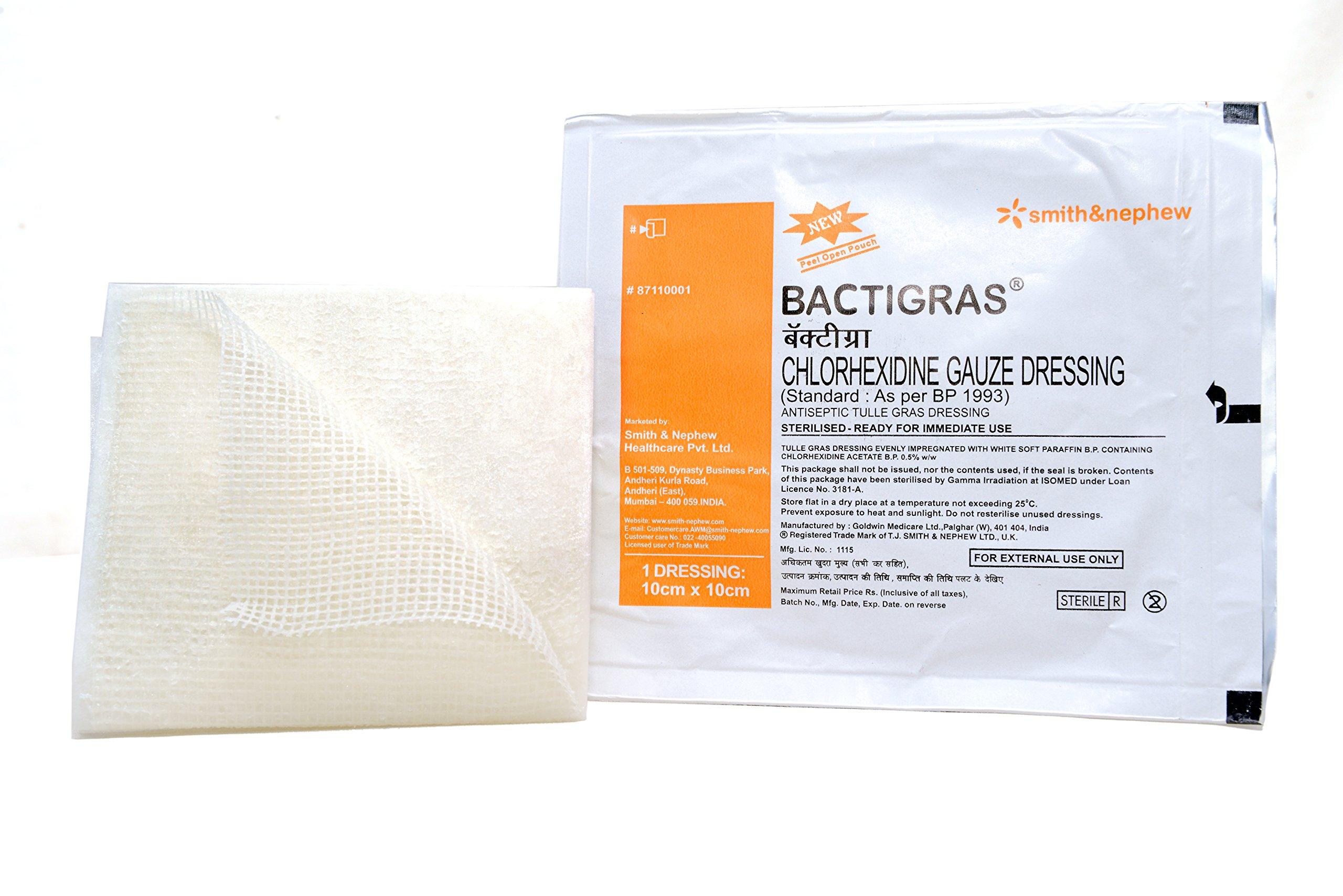 Smith and Nephew Smith and Nephew 87110001 Bactigras, 10cm x 10cm Pouch