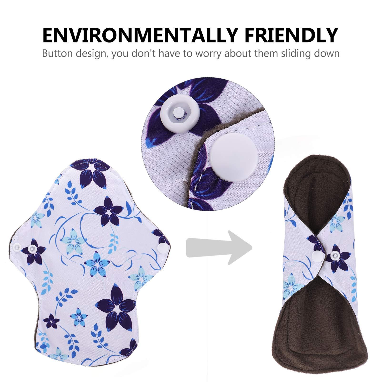 Artibetter ARTIBETTER 6Pcs Menstrual Pads Sanitary Pads Washable Bamboo Menstrual Cloth Pads Incontinence Pads with Bag for Women Girls (Random Color)