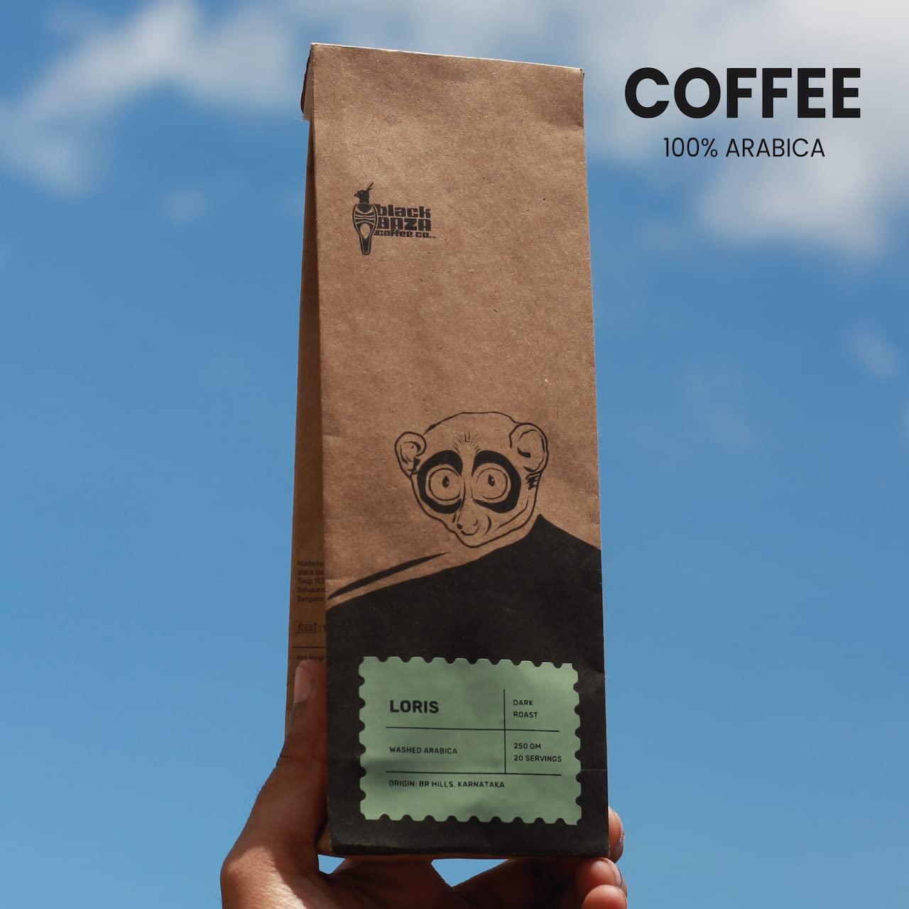 Black Baza Coffee Co. Black Baza Coffee, Loris, Dark Roast, Freshly Roasted, Organic, 100% Arabica (Whole Beans, 250 grams)