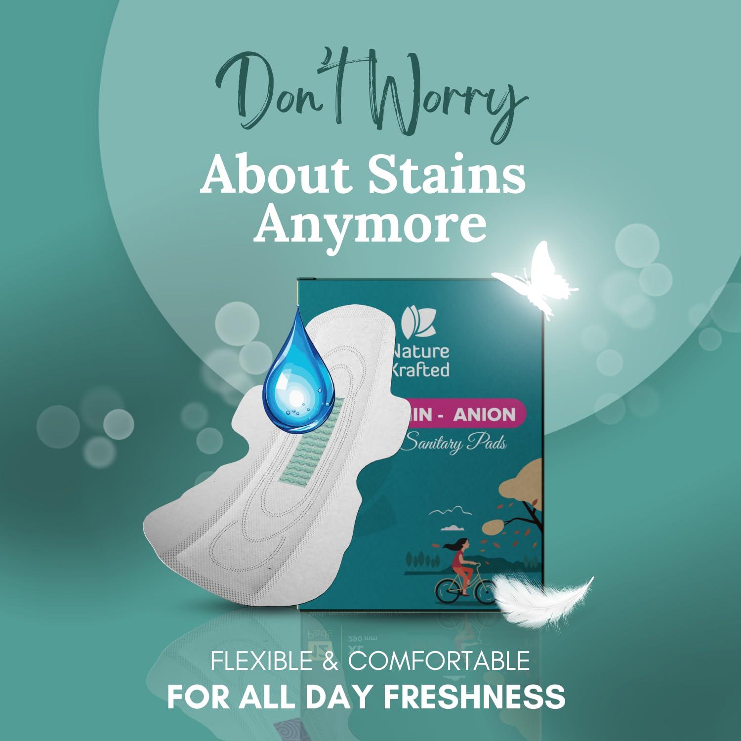 Nature Krafted Nature Krafted Sanitary Pads Ultra Thin Rash Free & Fragrance Free For All Skin Types | Organic Cotton Top Sheet | High Absorbency Pads For Day & Night (XL, 36 Pcs)