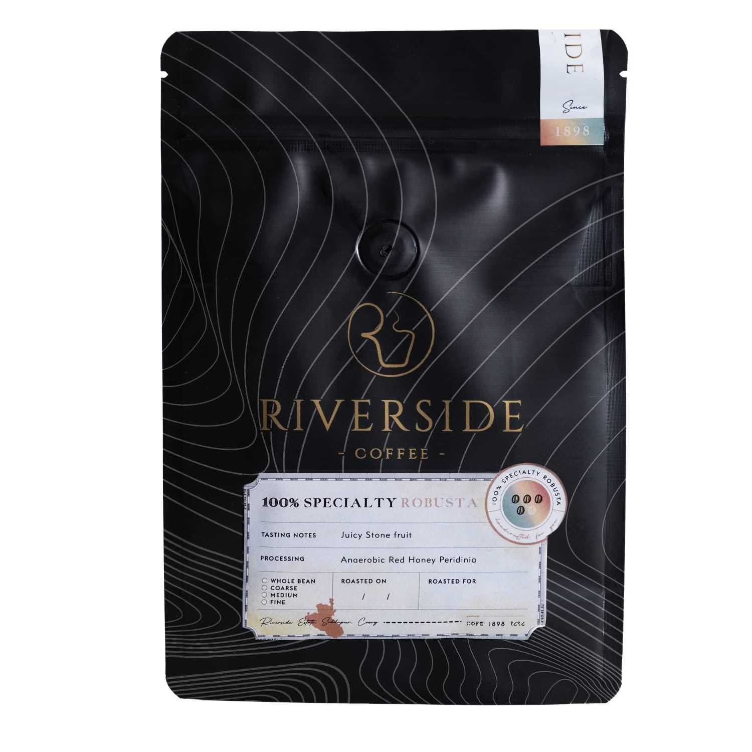 Riverside Coffee Riverside Coffee 100% Speciality Robusta Coffee, Dark Roast 250 gm, Pure Indian Freshly Roasted Ground Coffee Sourced Directly From Coorg, Fine Powder - For South Indian