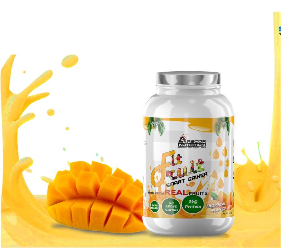 ARSCOR NUTRITION ARSCOR NUTRITION Fitfruit Mass Gainer Zero Added Sugar, Calorie Dense Shake, muscle repair & growth overall health and well-being (mango,1.5 Kg)