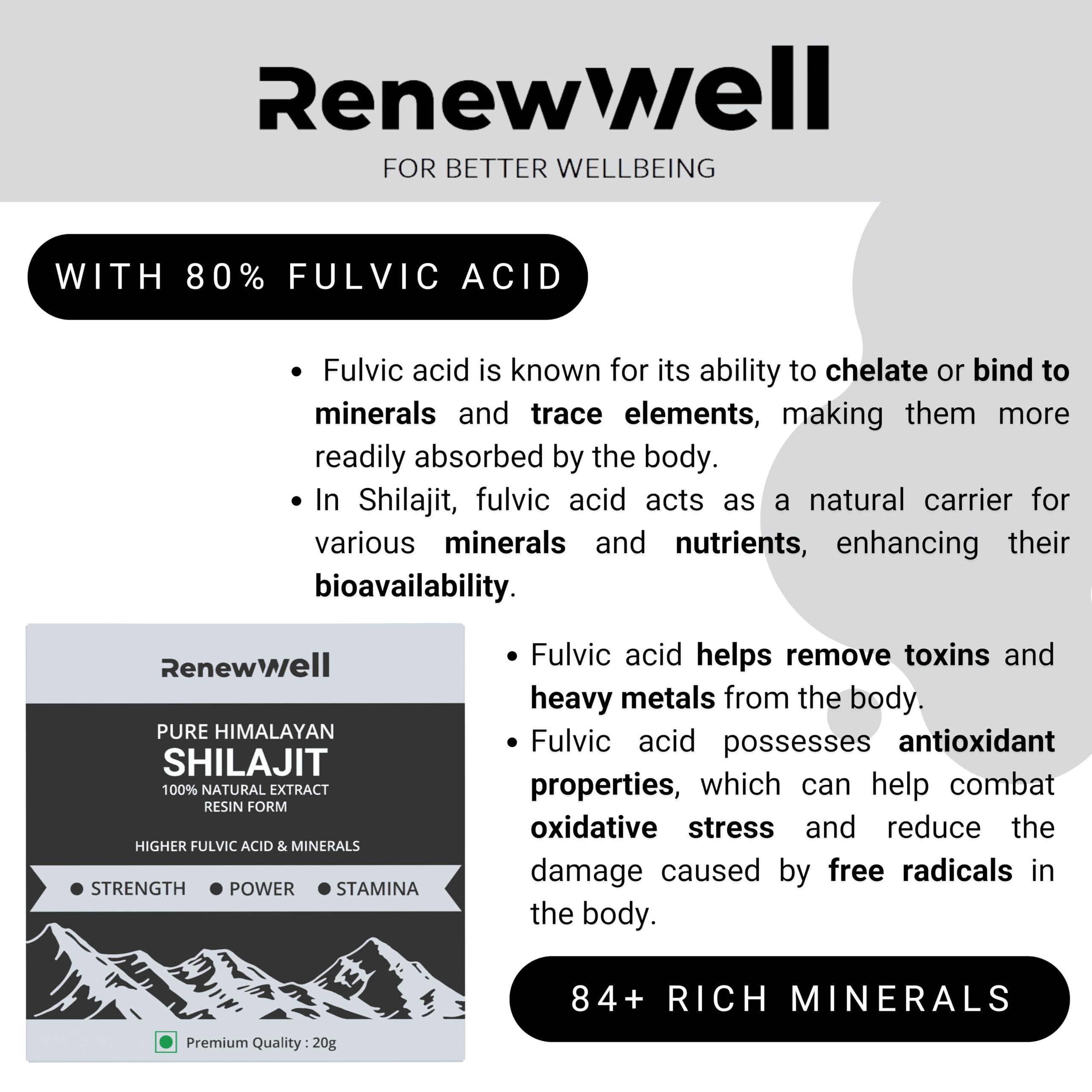 RENEWWELL Renewwell Pure Himalayan Shilajit Resin form | Boost Stamina Improve Performance | Safe Shilajit For Men High Energy (20 gm)