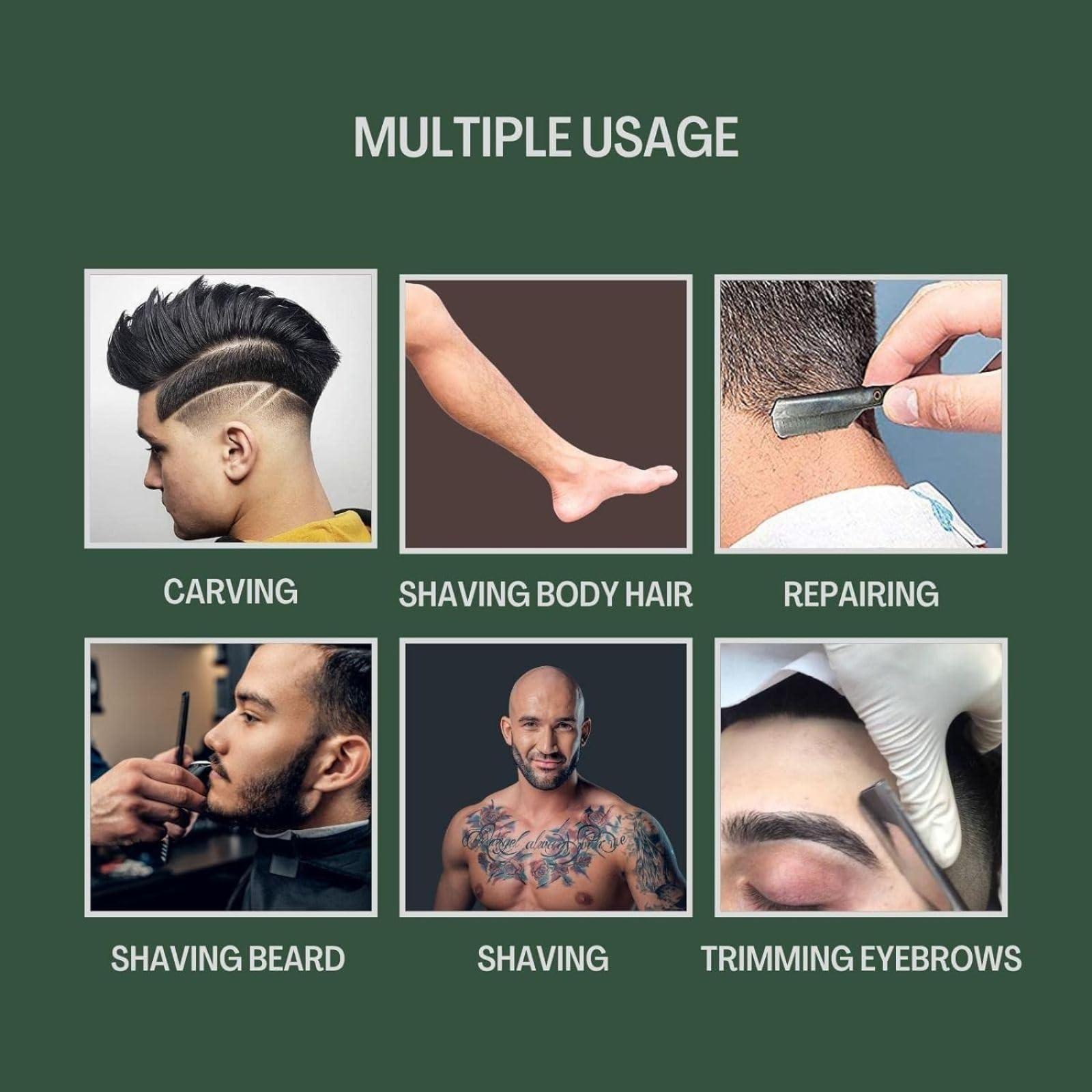 Hair Line Hair Line Professional Barber Shaving Cut Straight Edge Razor, Safety Beard Salon Smooth Shave Cutting Folding Ustra for Men_Steel