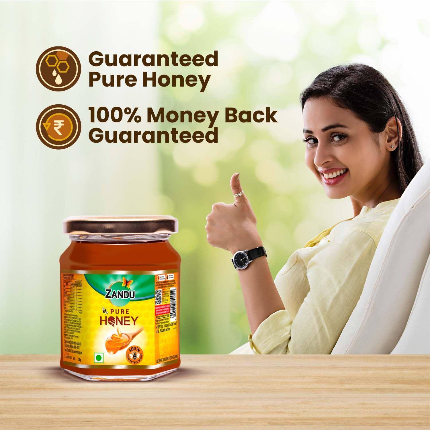 Zandu Zandu Pure Honey with Cinnamon, Green Tea & Lemon, 100% Purity, No Added Sugar, 250g