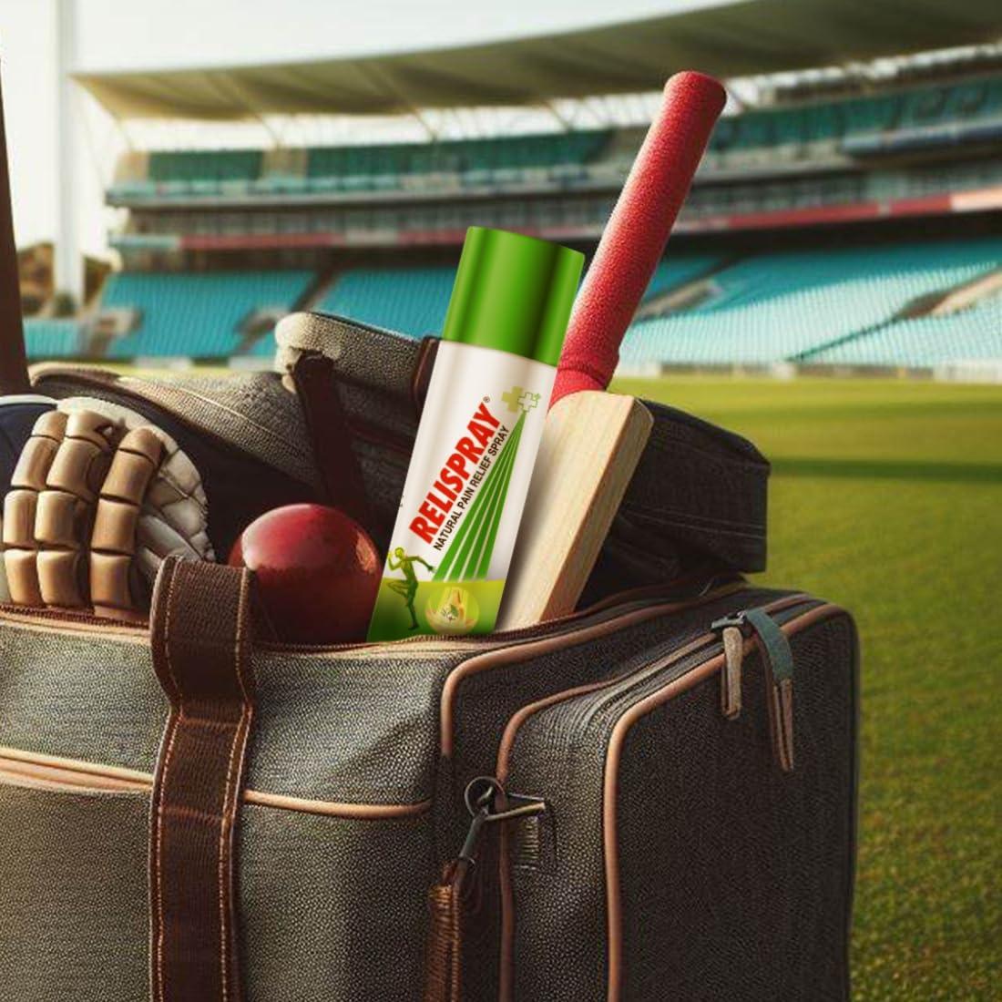 Relispray RELISPRAY Instant Pain Relief | Purely Ayurvedic Spray | Unique Pain relieving Technology for - Elbow pain, Backache, Knee pain, Muscle pain, Tired feet, Ankle sprain | Keeps pain away longer | Over 475 Spray | 95g pack of 3