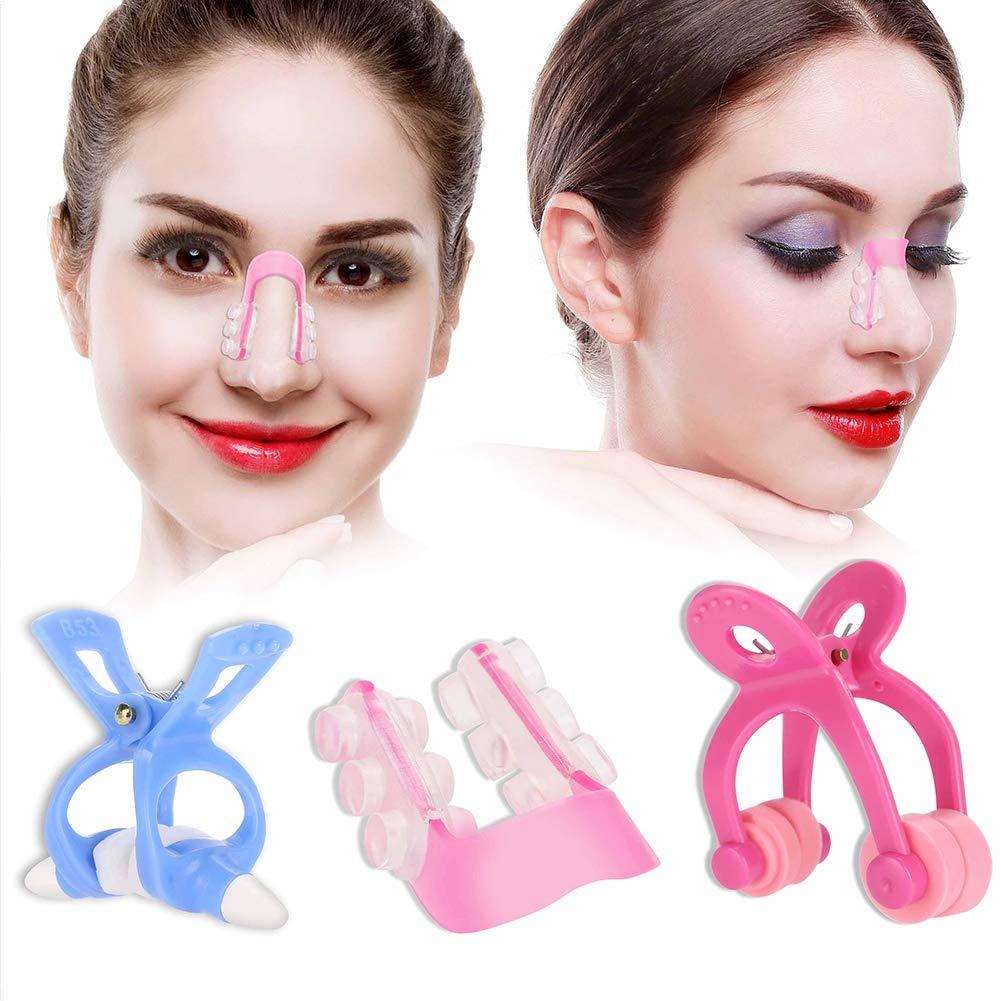 Sonew 3Pcs Nose Shaper Clip Nose Up Lifting Painless Nose Up Lifting Shaping Clip Nose Bridge Straightener Corrector, Soft Safety Silicone Nose Lifter Beauty Clip Tools for Women Men