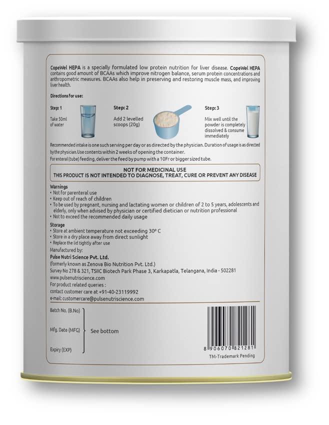 Zenova Bio Nutrition Copewel Hepa - Nutritional Support for Livercare Nutrition Vanilla Flavour- 400gms