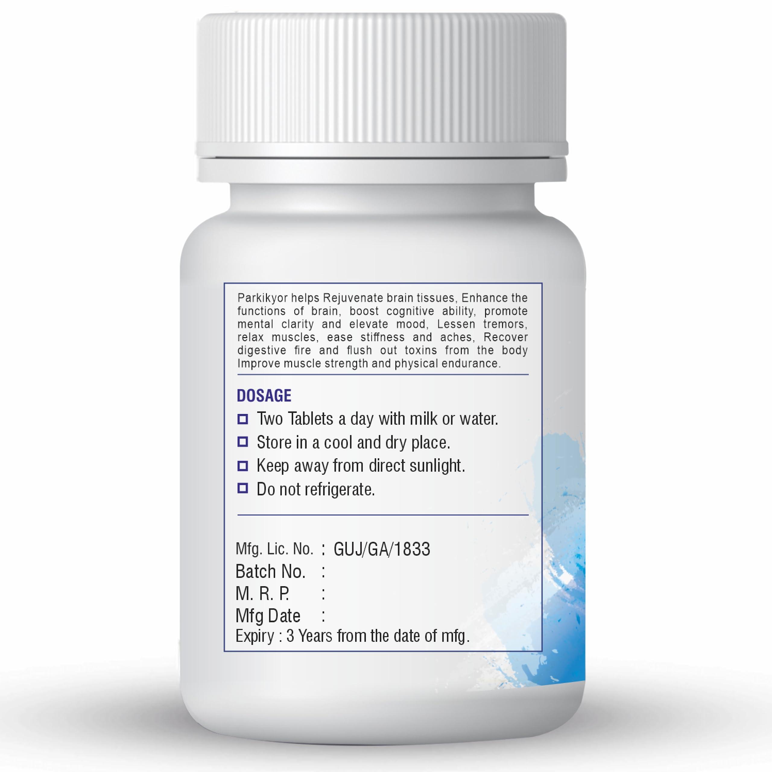 XOVAK PHARMTECH Parkikyor (Kampavata) Tablets | For Parkinson Medicine, shrinking, promote mental clarity and elevate mood | Xovak Pharmtech (PACK OF 1)