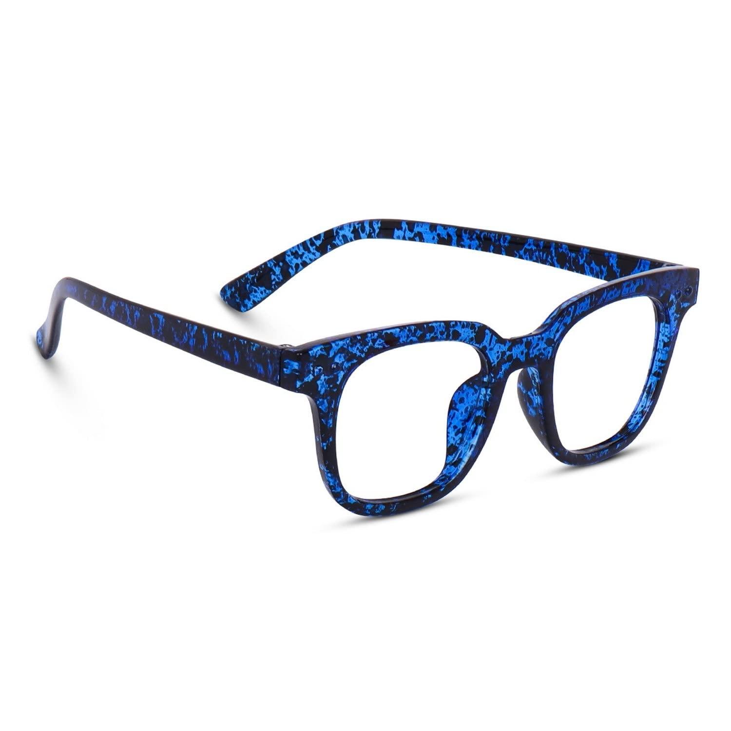 Dervin Dervin Blue Light Blocking Computer Glasses Gaming Filter Transparent Square Eyeglasses for Eye Protection Men and Women, Tablet/Laptop/Mobile/TV, Anti-blue & Anti eyestrain (Blue-Print)