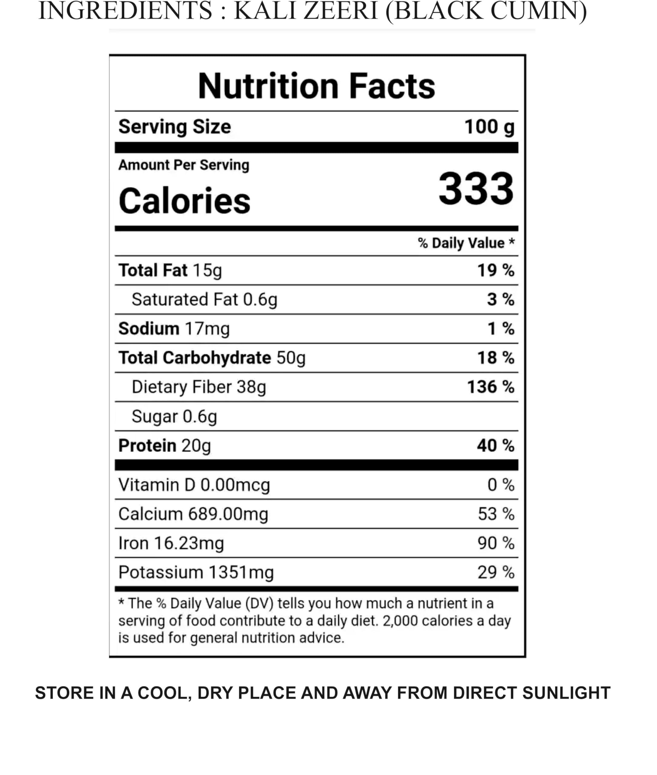 Indiana as offered by nature Indiana Kali Jiri - Kaali jiri - Kadwa Jeera - Kali Jeeri Natural Black Cumin Seed (400gm)