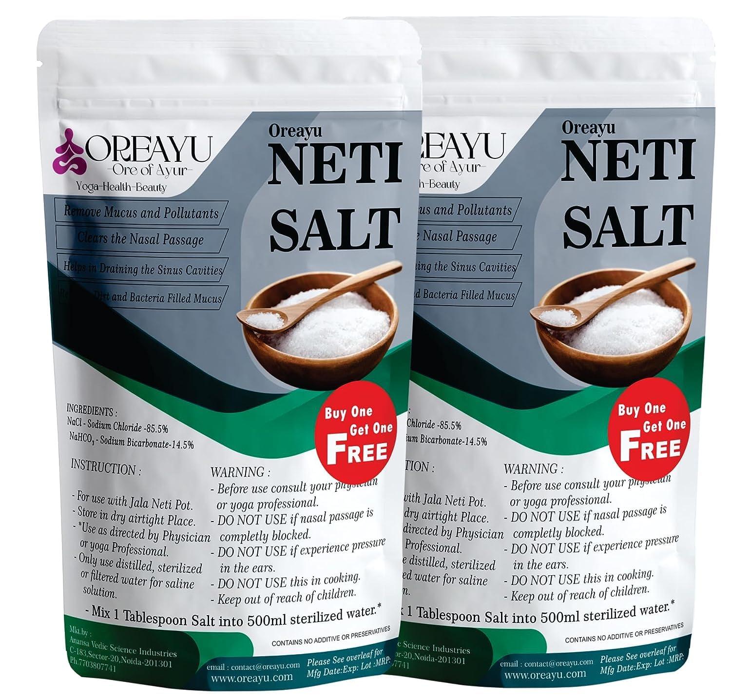 OREAYU OREAYU Neti Salt for Jala Neti with jala neti Lota/pot 450g +450g with neti pot