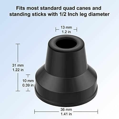 supregear supregear 4pcs Quad Cane Tip, Non-Slip Rubber Cane Tip Extreme Grip Heavy Duty Cane Replacement Rubber Foot for 1/2 Inch Diameter Standard Walking and Standing Stick Accessory, Black