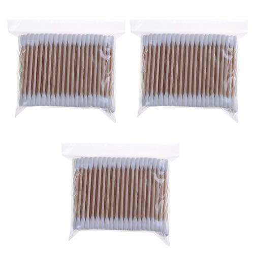 YOMAN Wooden Swab Ear Buds - (White) 100 Sticks per pack (PACK OF 3)