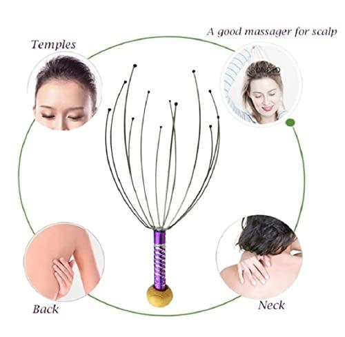 RONFILD RONFILD Manual Head Scalp Massage's Claws ,Wooden Handles,12 Steel Wire Head Massager (Pack -1), Home Massage Relax - Massage The Acupuncture Points on The Head or Body