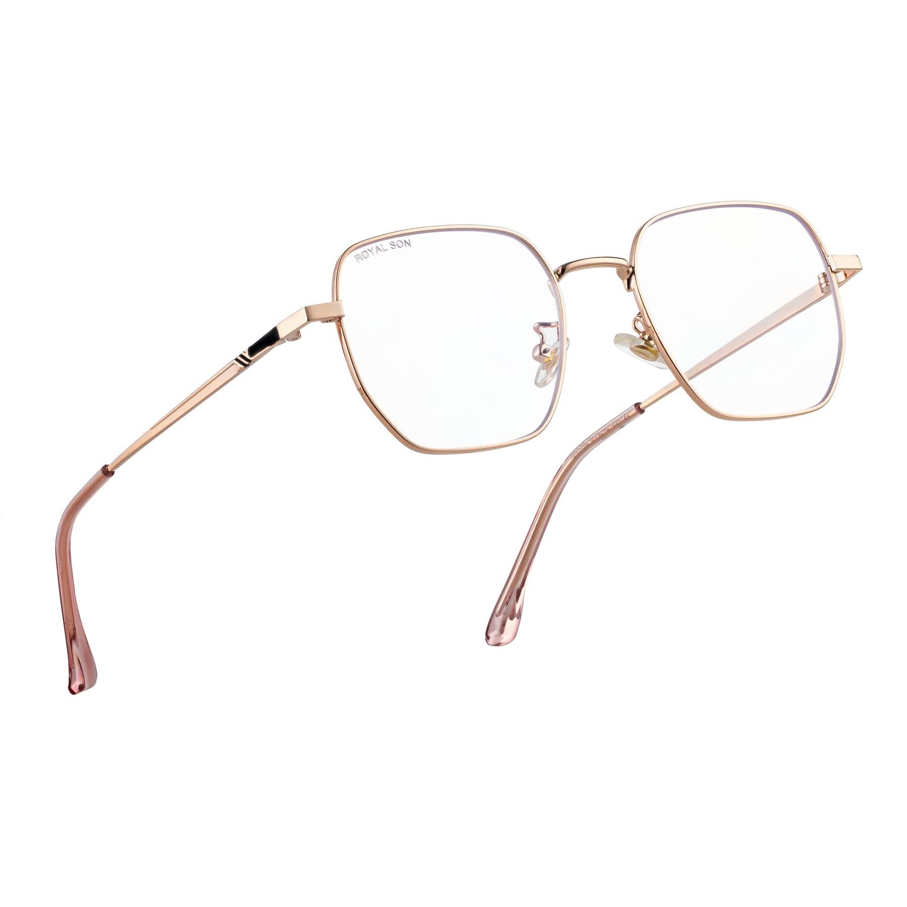 ROYAL SON ROYAL SON Unisex\'s C5 Blue Block Lens | Golden Frame Reading Glasses-M (SF0016-C5)