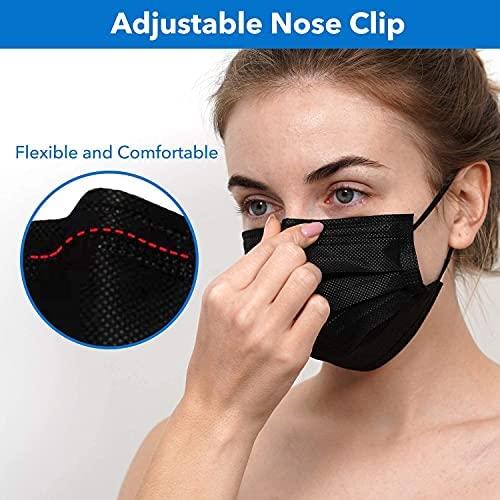 Wisezag Wisezag Black Surgical Mask Pack of 110 Pieces Disposable Masks 3 Ply Layer & Nose Clip Ultrasonic Use, Throw Masks Pack of 100 Pcs Pin 3Ply Unisex, Nonwoven Fabric