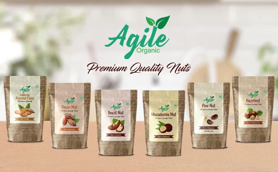 Agile Organic Agile Organic Jumbo Brazil Nuts 1kg | Whole, Raw and Unsalted | Immunity Boosting | Rich in Selenium and Magnesium (Grade A ++ Nuts, Premium Jumbo Size, Imported)