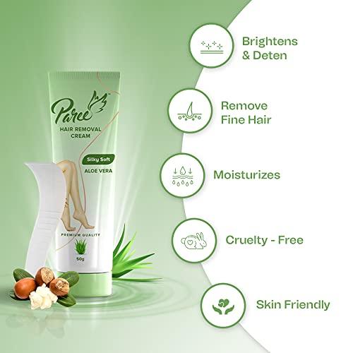 Paree Paree Hair Removal Cream for Women | Enriched Natural Aloe Vera Extract & Shea Butter | Suitable for Legs, Arms, & Underarms | Non Toxic | Pack of 1 (50g)