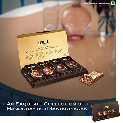Fabelle Fabelle – The Bars Quartet, Centre-Filled Luxury Chocolate Bars Inspired by Classic Desserts and The Elements of Nature - Assorted Luxury Chocolates Gift Box, 524g