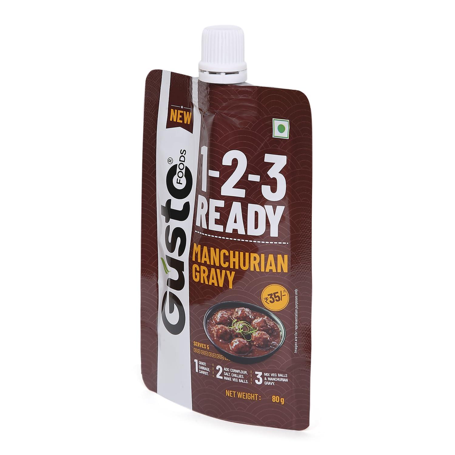 Gusto Foods Gusto Foods Ready to Cook Manchurian Gravy - 480gm Pouch (Pack of 6)| Indo-Chinese Gravy | Resturant like Chinese at Home | Ready to Cook in 3 Easy Steps | Gravy or as even Dip/Chutney