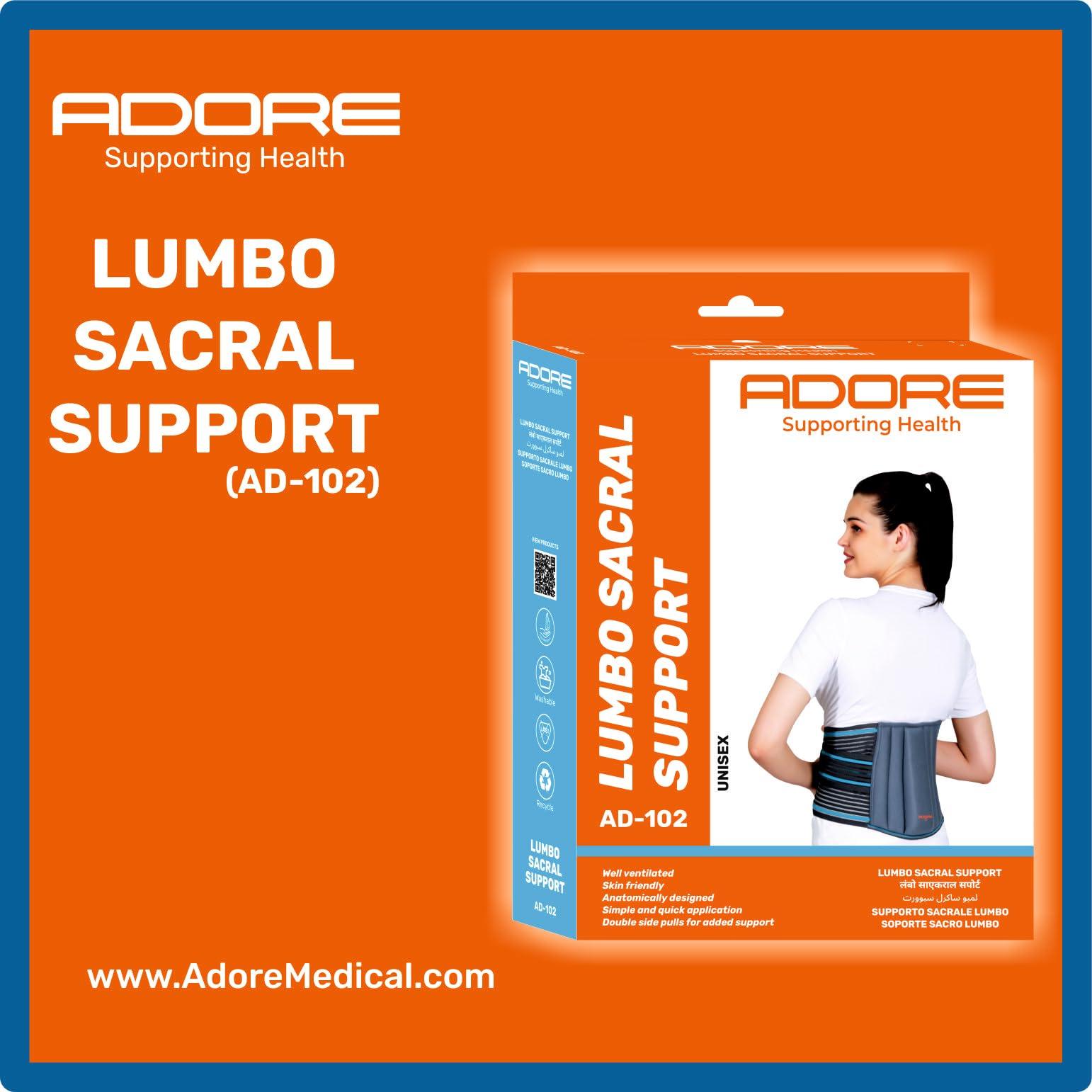 ADORE ADORE Lumbo Sacral Support Belt for Back Pain Relief and Posture Correction | Breathable Design (AD-102) (M)