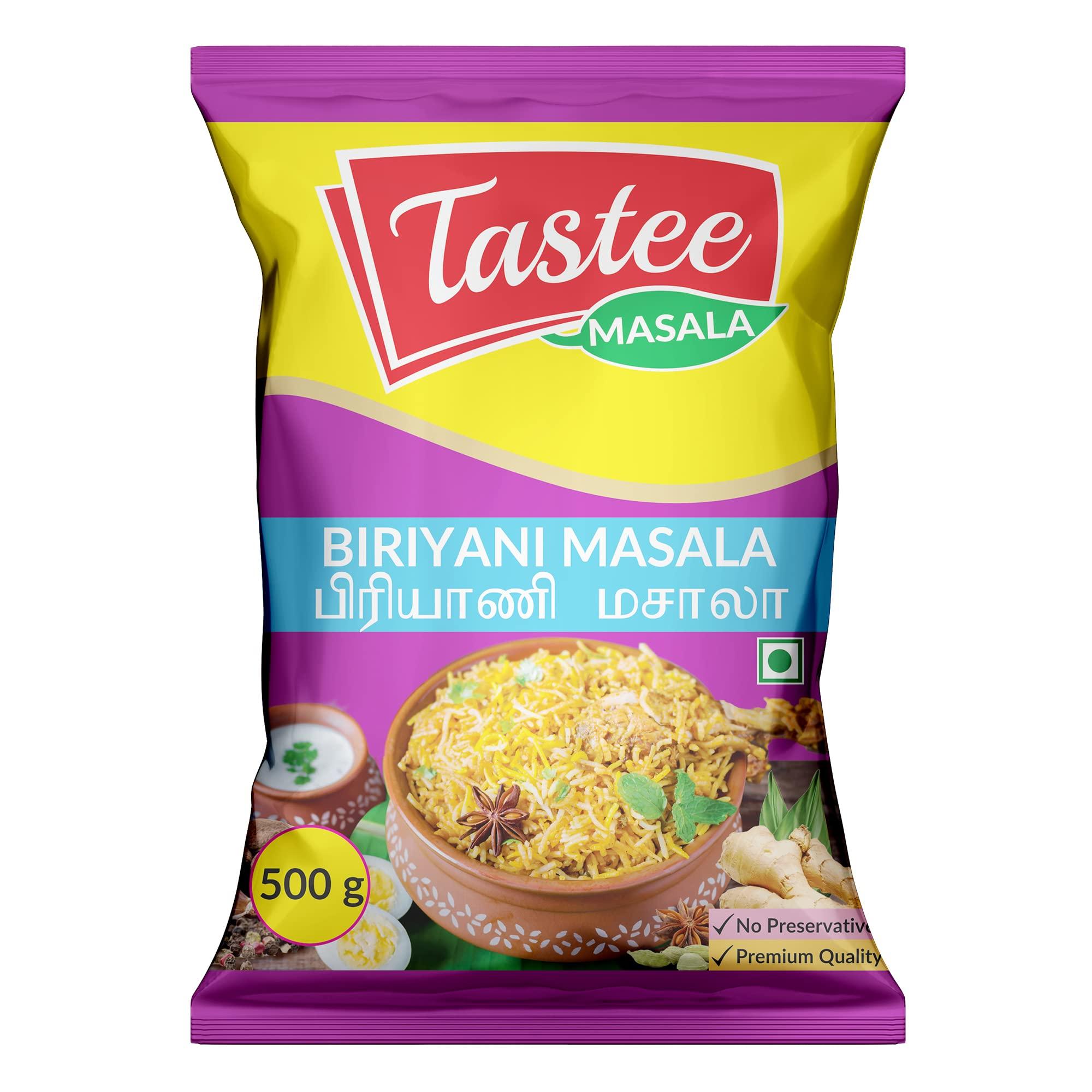 Tastee Masala Tastee Masala Dindigul Biryani Masala Powder 500 grams, Delicious South Indian Style Biryani Masala Powder, No Preservatives, No Added Colors, No Added MSG