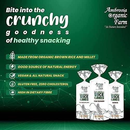 Ambrosia Organic Farm Ambrosia Organic Farm Healthy Quinoa Rice Cake 27 Calories, No Fat, No Cholesterol, No Sugar, Gluten Free, Lightly Salted (150g Each) (Pack of 4)
