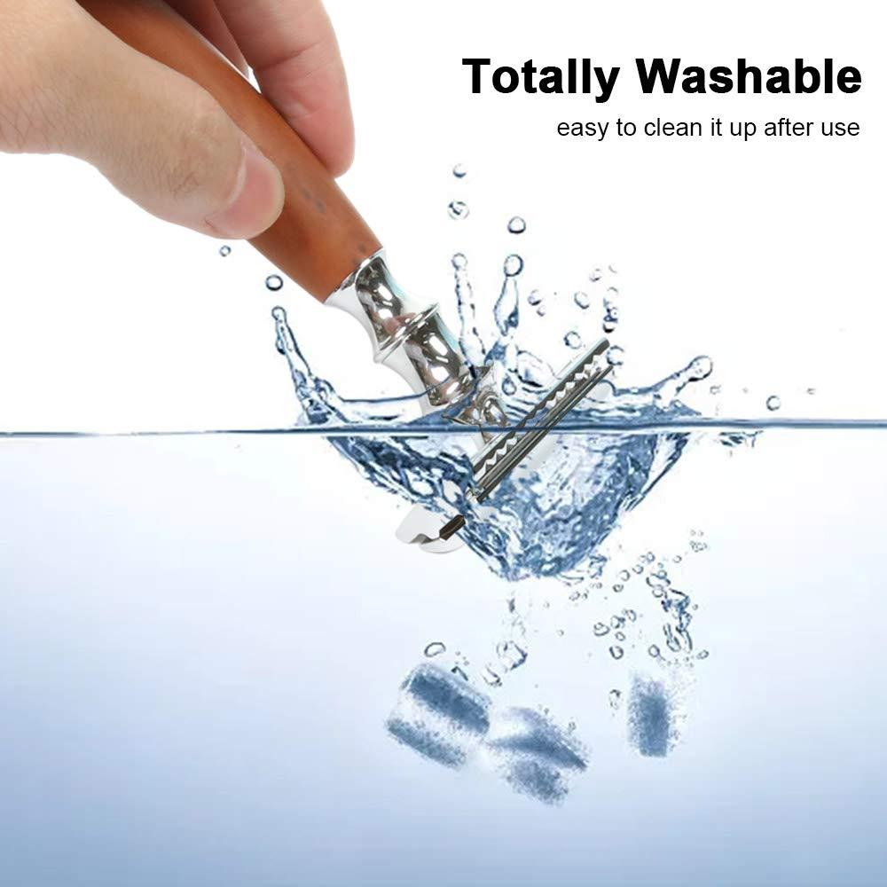 Qnotici Razor Shaving Kit Double Edge Safety Razor with Stand Aluminum Alloy Handle Manual Beard/Mustache Removal Tool Kit