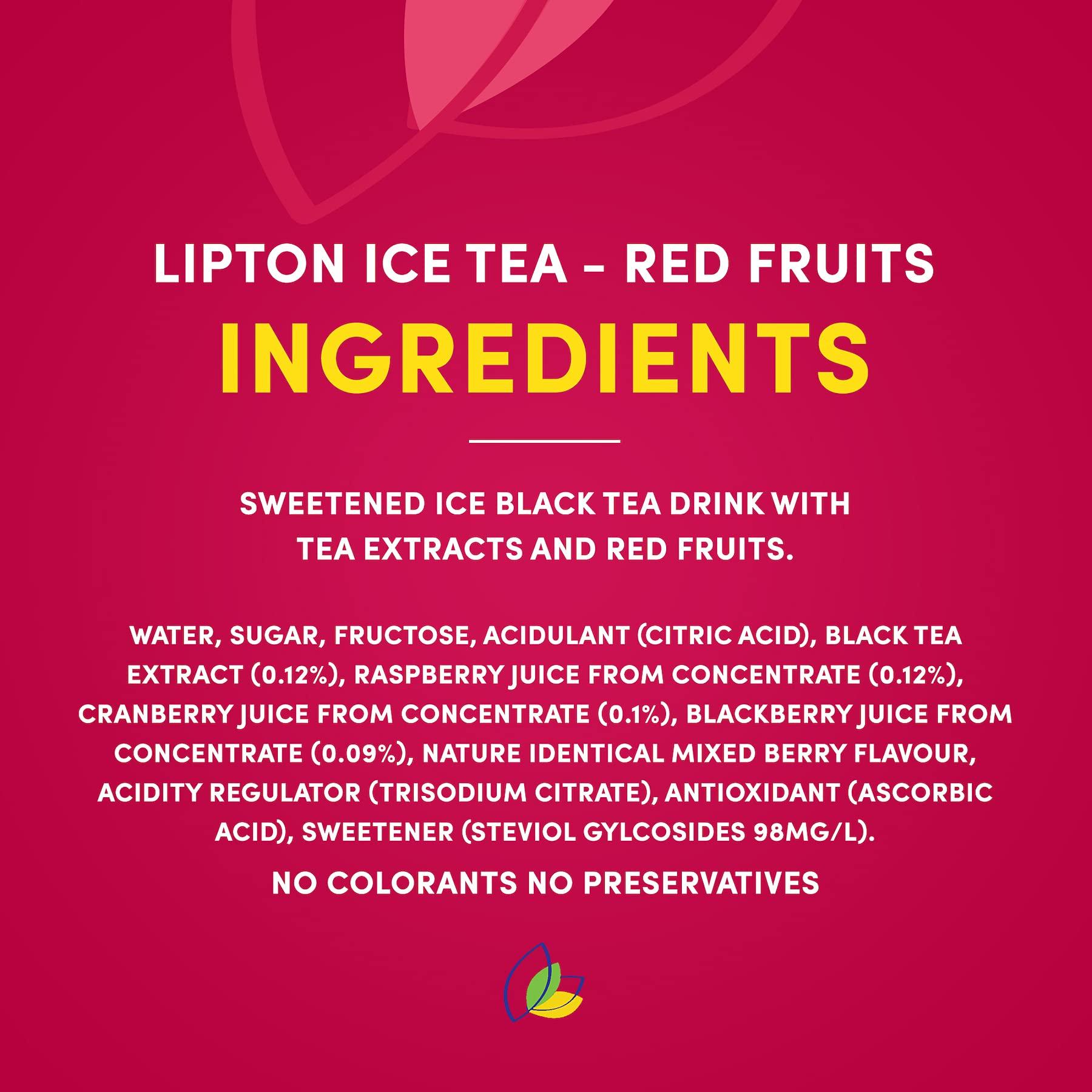 Lipton Lipton Red Fruits Ice Tea Drink, 320 ml, 6 Pack, Red & Yellow (816)