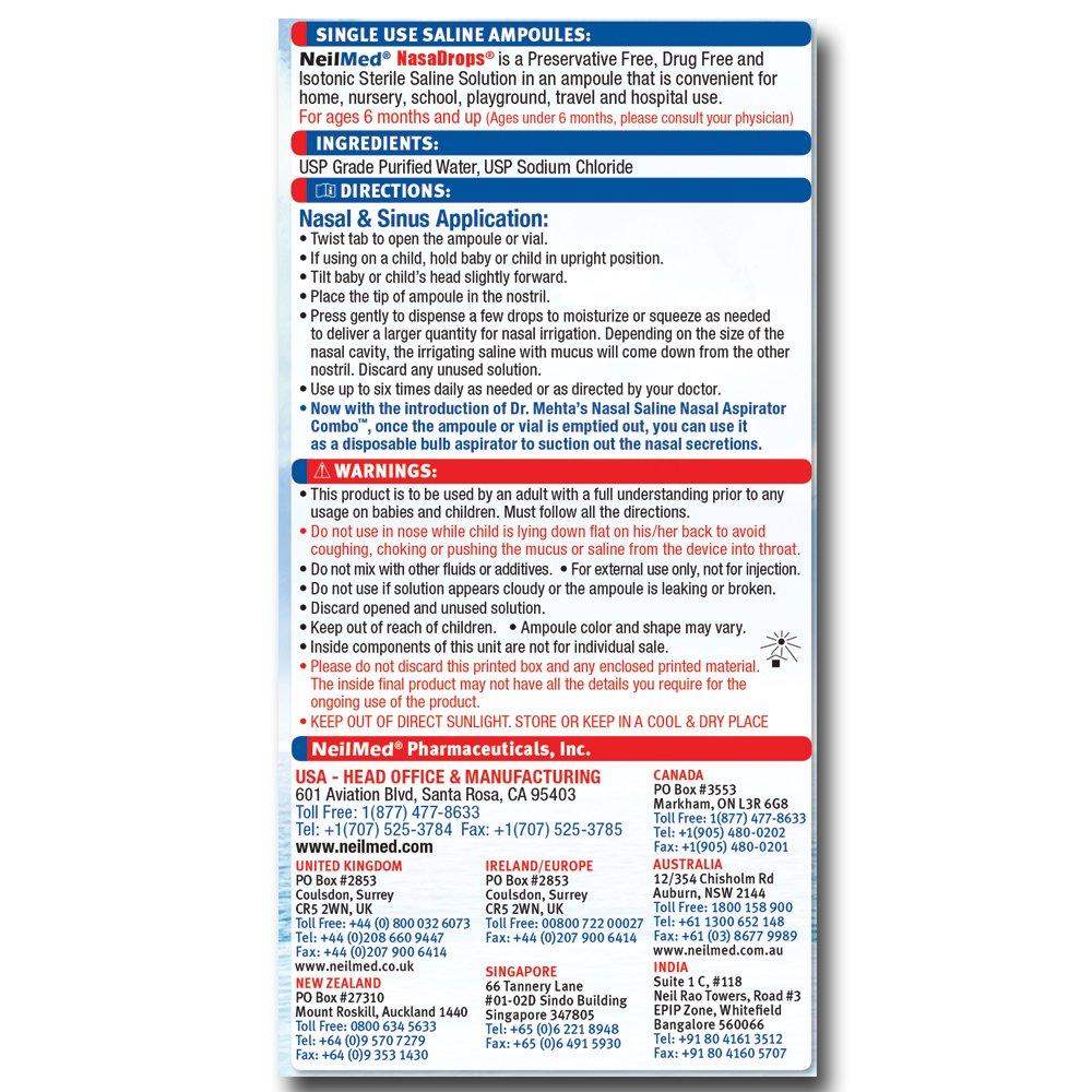 NeilMed Neil Med Nasa Drops Saline Vials, 15 Single-Use Ampoules, 0.5 Fl Oz