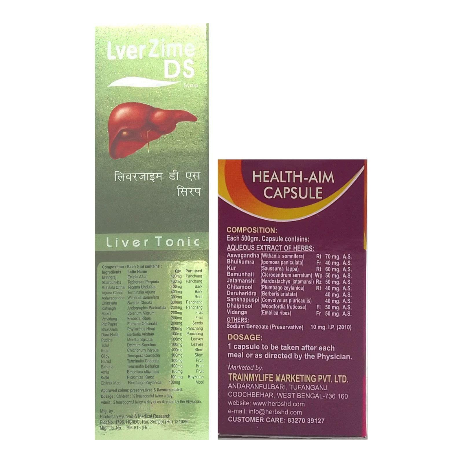 HERBSHD Ayurvedic LverZime DS Syrup Liver tonic and Health-Aim capsule for Loss of Appetite