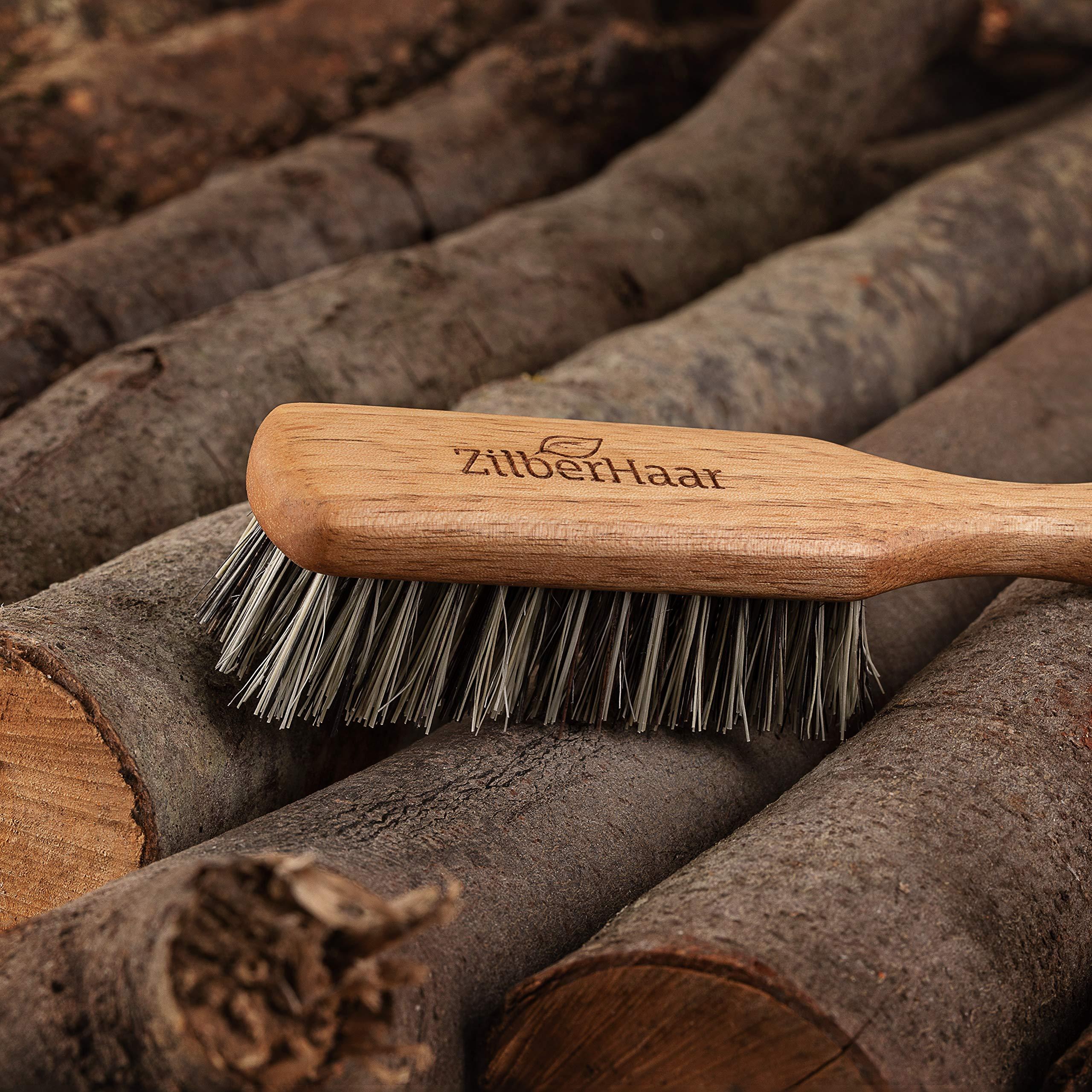 ZilberHaar ZilberHaar Vegan Regular Beard Brush - Stiff Vegetal Bristles - Mexican Tampico Fibers and Deluxe Walnut Wood - Animal-Free - Made in Germany