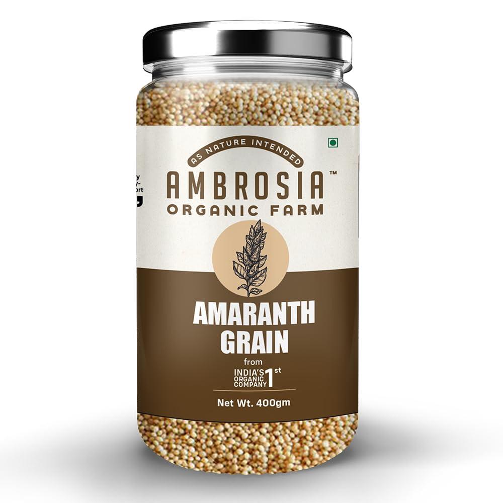 Ambrosia Organic Farm Ambrosia Organics Protein-Rich Amaranth Grains Discover The Health Promise Of Gluten-Free| Fresh Millets| Make your Own Gluten Free Products| Try Combo With Millets| Cereals With Amaranth Grain. 400g