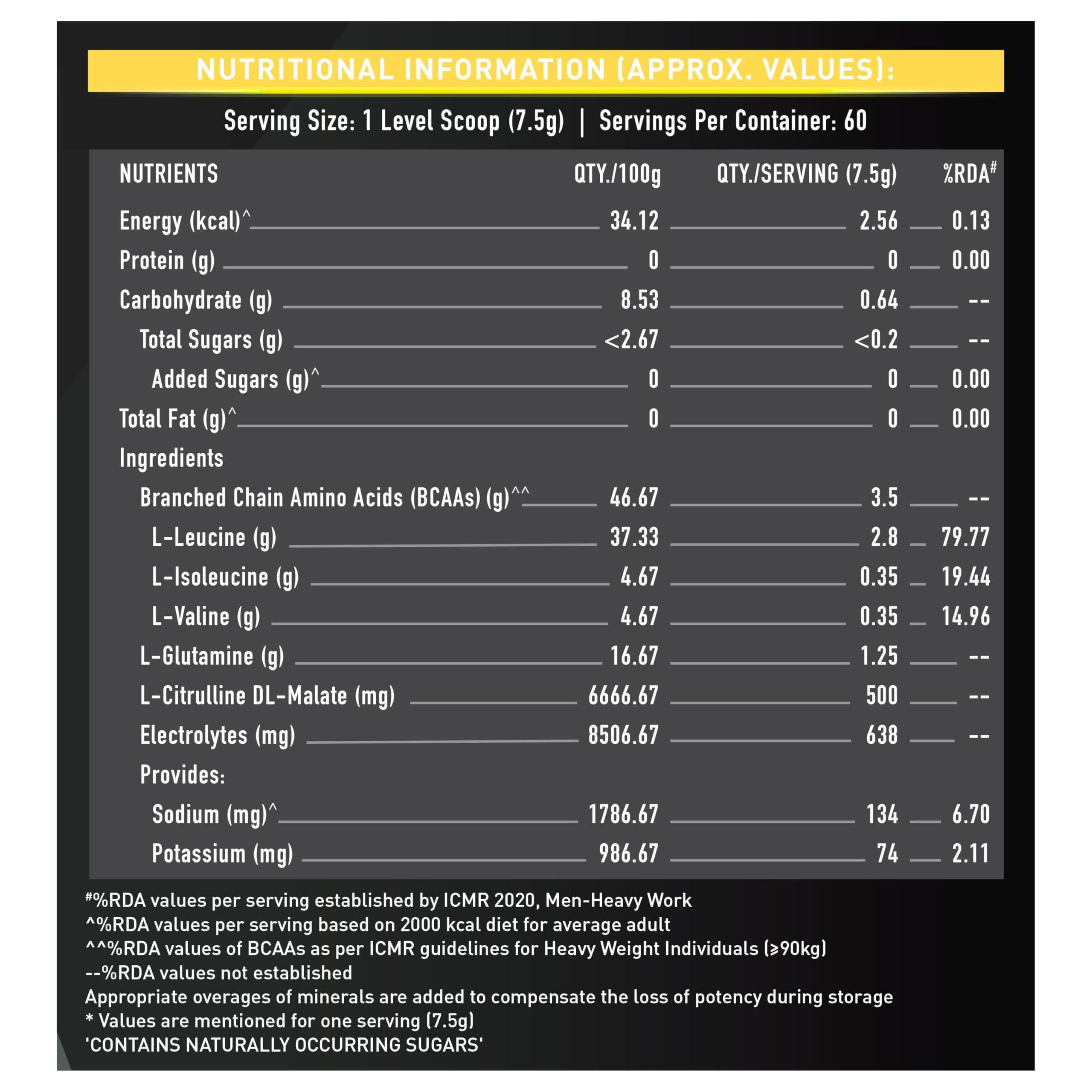 MuscleBlaze MuscleBlaze Bcaa Gold 8:1:1 Powder (Watermelon, 450G, 60 Servings) | With Higher Leucine, Electrolytes & Glutamine