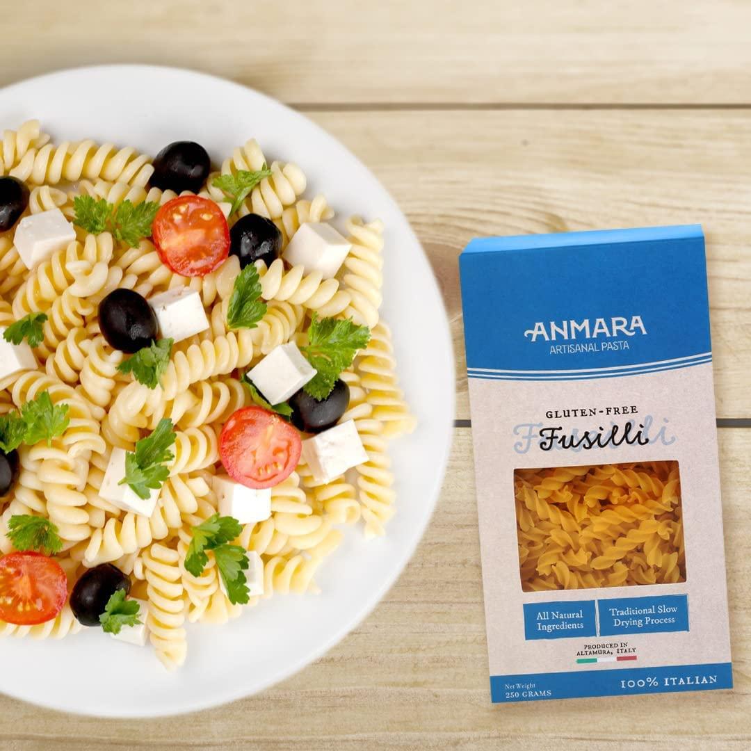 Anmara Anmara Artisanal Pasta & Sauces Combo (Gluten-Free Fusilli Pasta -250g & Artisanal Pizza & Pasta Sauce made with Basil & Olives-314ML)- Pack of-2
