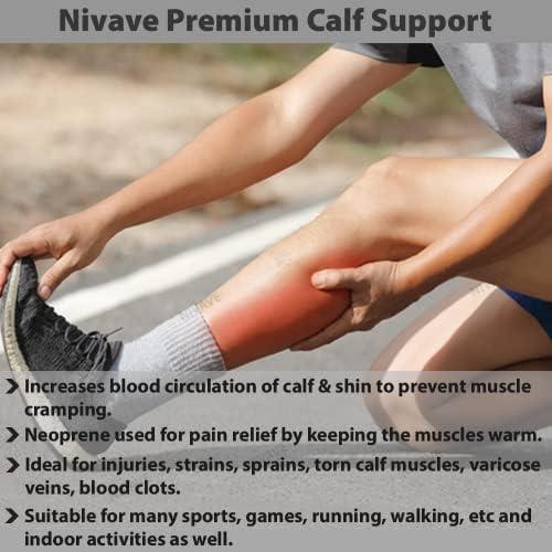 Nivave Nivave Calf Support Brace, Shin Splint Compression, Lower Leg Wrap Support for Torn Calf Muscle, Strain, Sprain, Pain Relief, Tennis Leg (Unisex) (1, Black, Universal)
