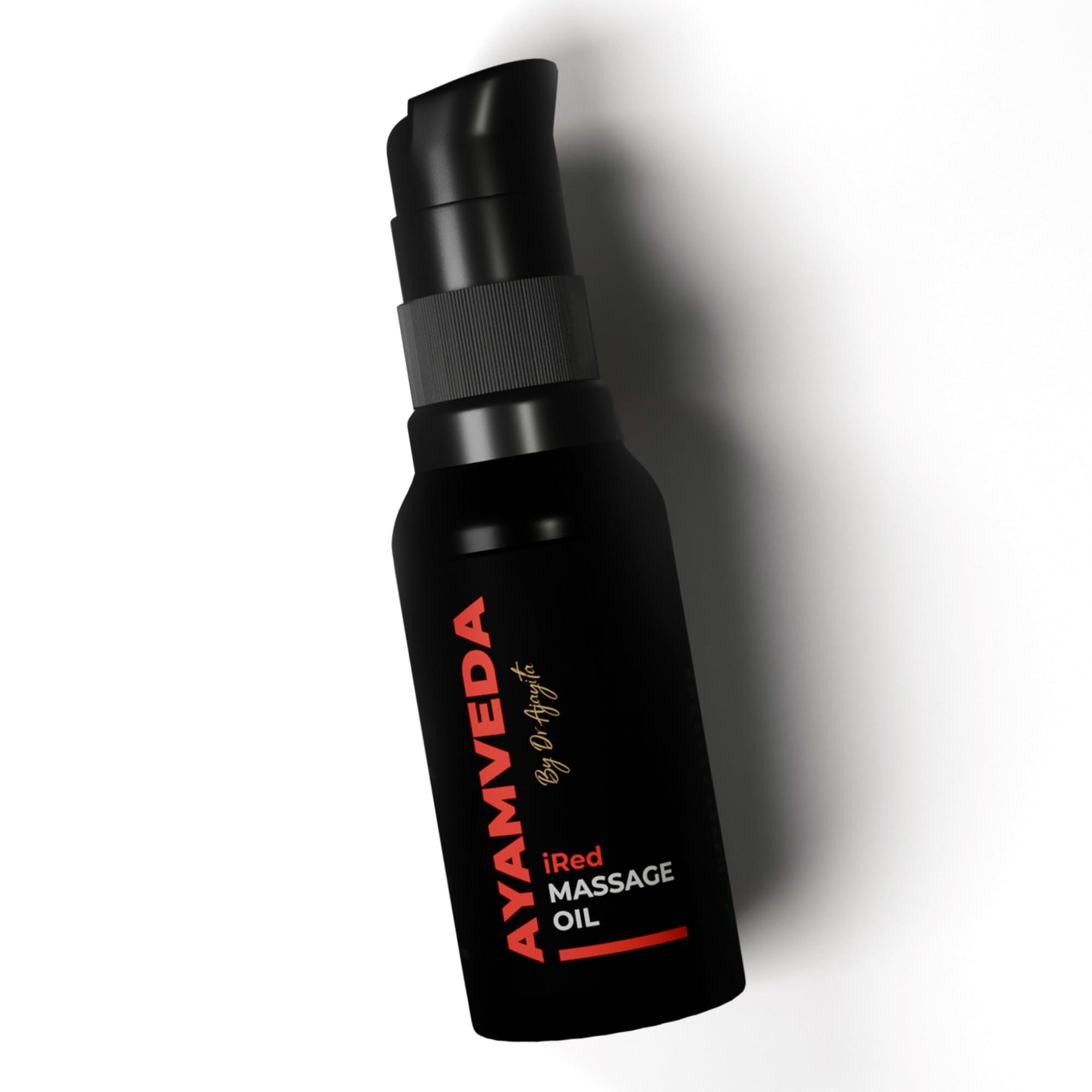 AyamVeda AyamVeda by Dr.Ajayita - iRed Massage Oil For Men with 60+ Premium herbs like Ashwagandha I Strength and Stamina Destroyer of Weakness (60 Days Pack) For External Use Only | No Side Effects