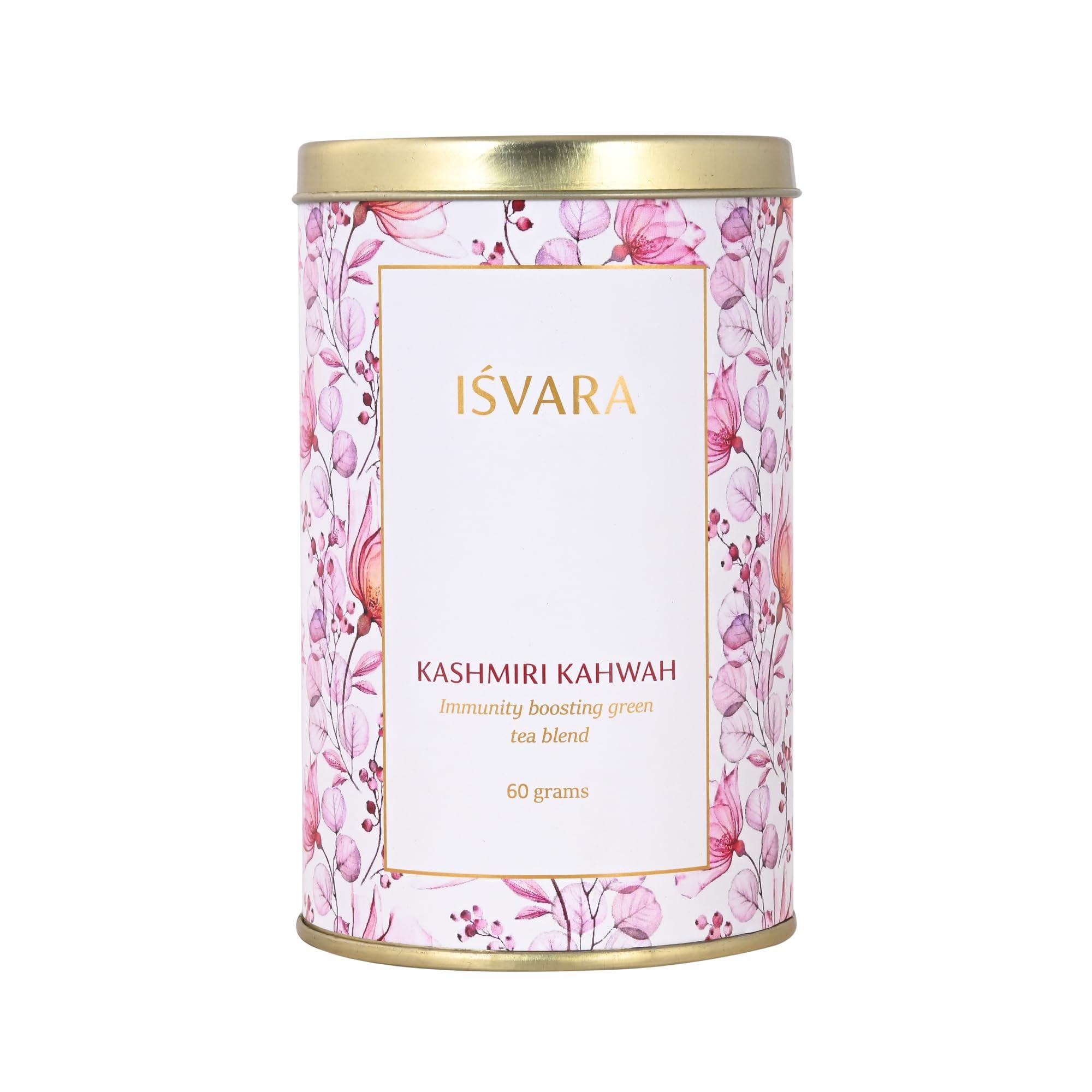 ISVARA ISVARA Green Tea - Kashmiri Kahwah Mix of Rose, Kashmiri Saffron with Cinnamon & Cardamom, Ultimate immunity booster 40gm