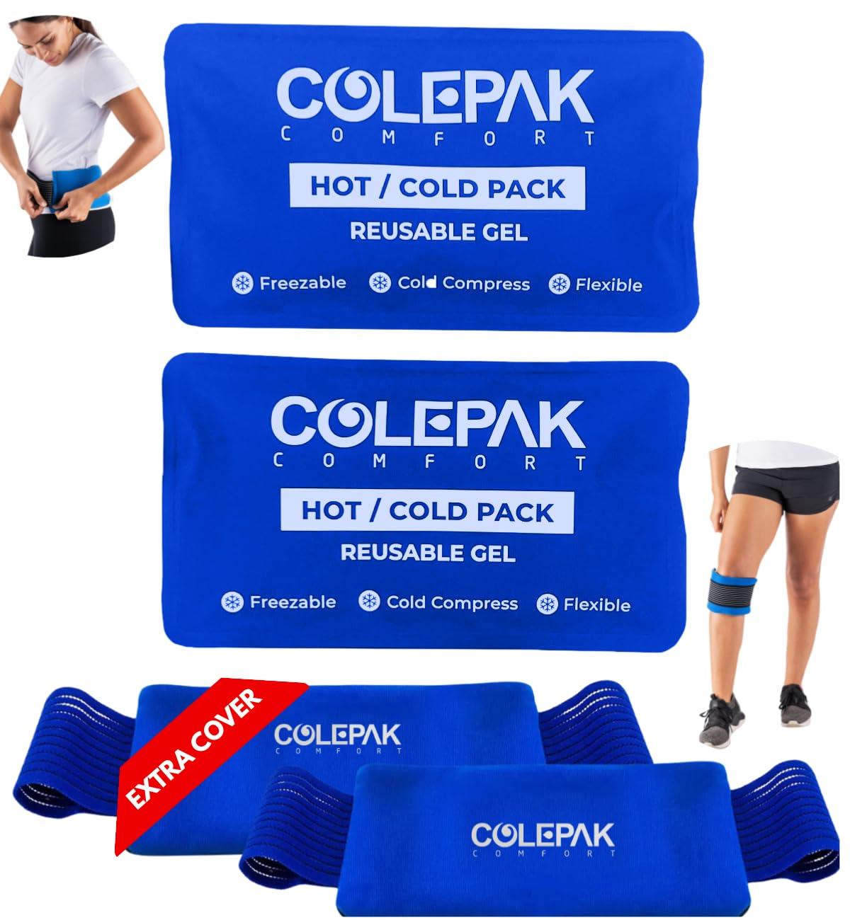 ColePak Comfort ColePak Comfort Ice Packs for Injuries - 2 Reusable Hot Cold Gel Pack & 1 Wrap Pouch - Adjustable Velcro Straps