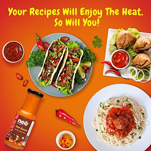 Neo Neo Pizza Pasta Sauce 500g & Hot Sauce 215g I Made with Ghost Peppers (Bhut Jolokia Chilli) I Topping & Dip for Snacks,Mix with Cheese,Mayonnaise I Ready to Eat I Farm Fresh I Vegan