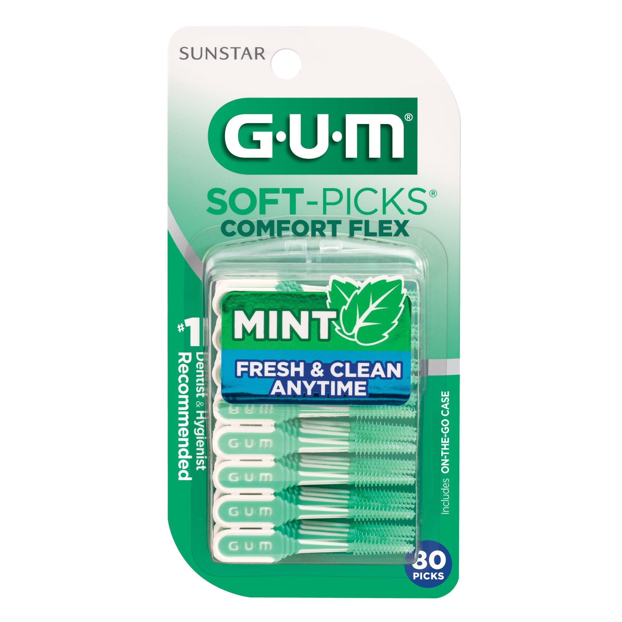 Gum GUM Soft-Picks Comfort Flex Mint Dental Picks, New Invigorating Mint Flavor, 80 Count