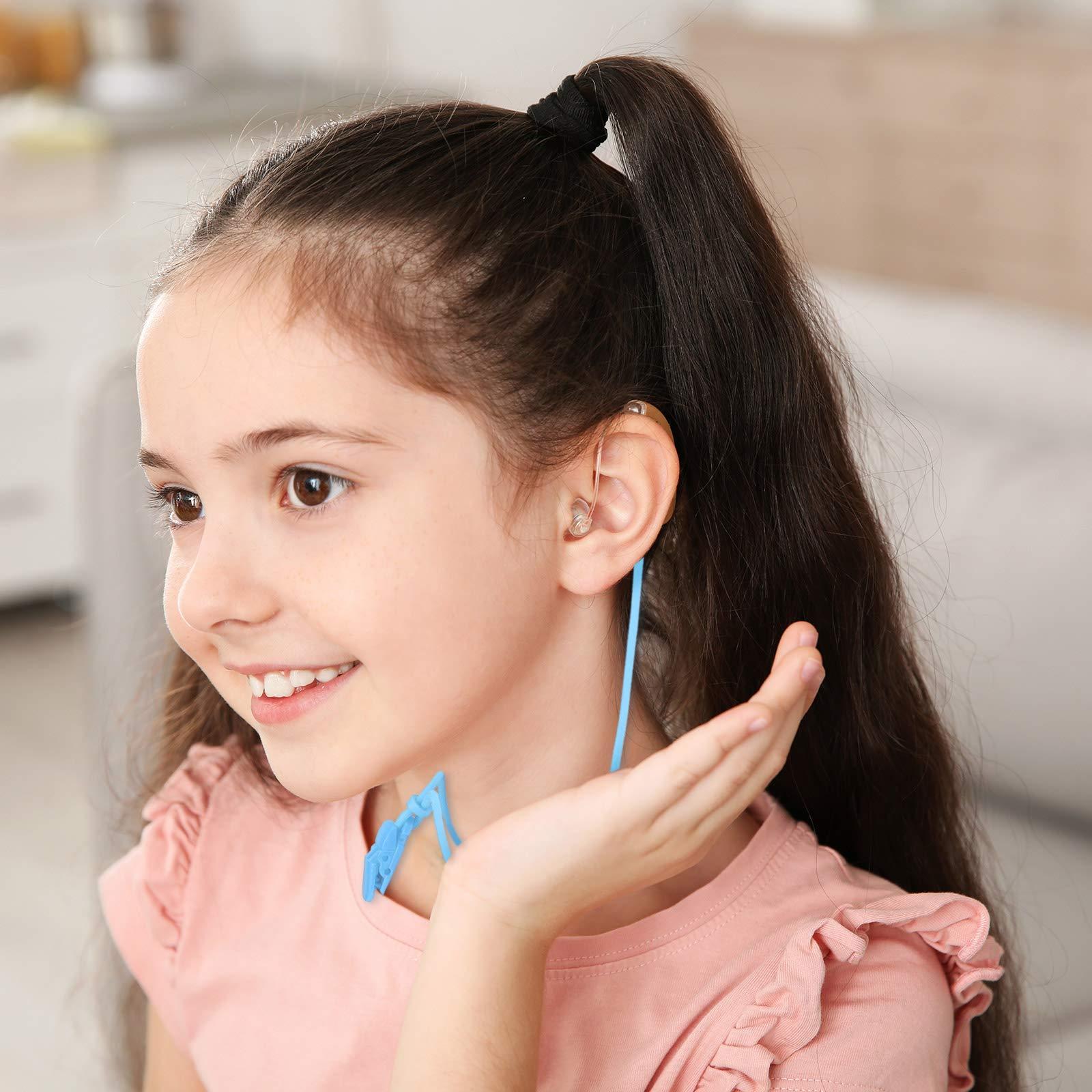 BBTO 4 Pieces Hearing Aid Clips Adjustable Hearing Aid Clip Holder Anti-lost Hearing Aid Lanyard for Adults Seniors, 4 Colors