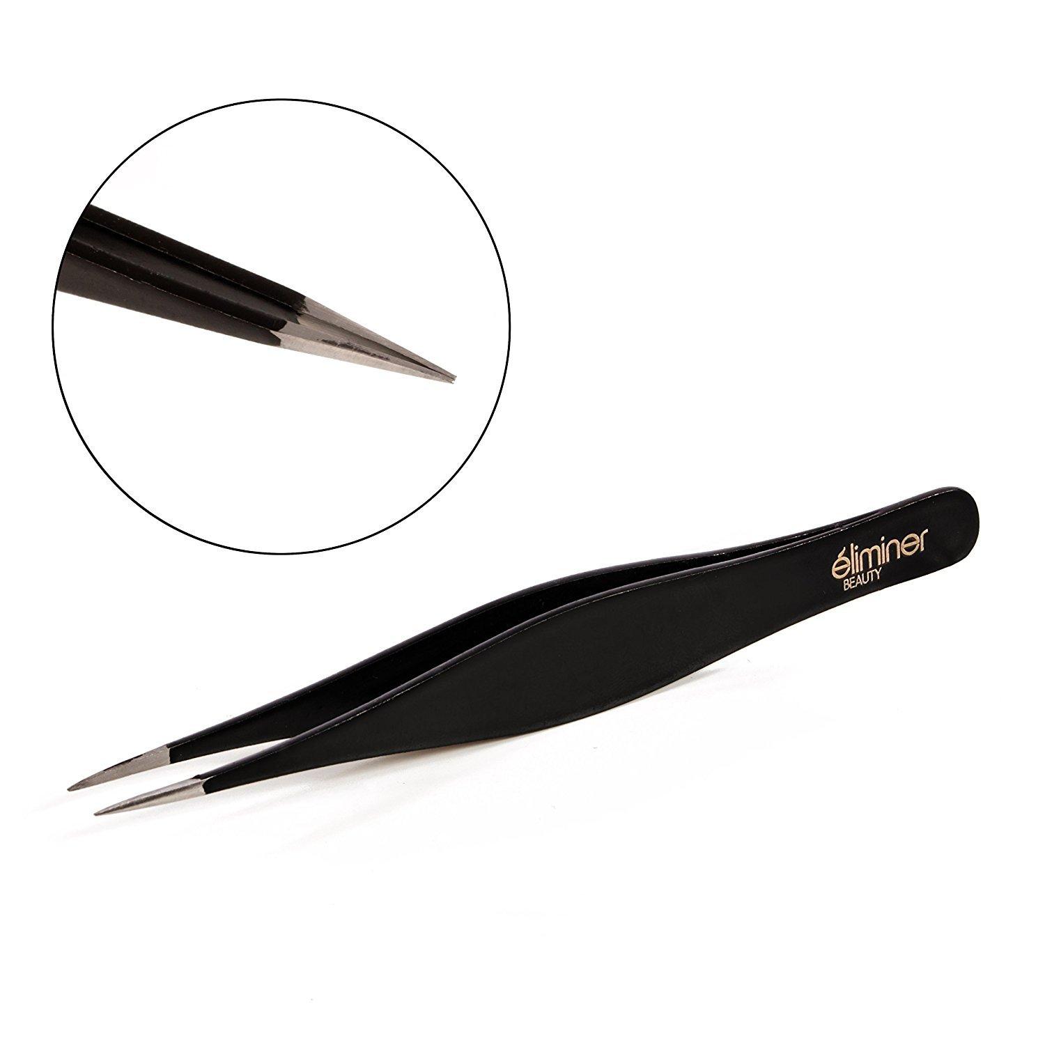 Eliminer Eliminer Stainless Steel Pointed Tweezers, Black