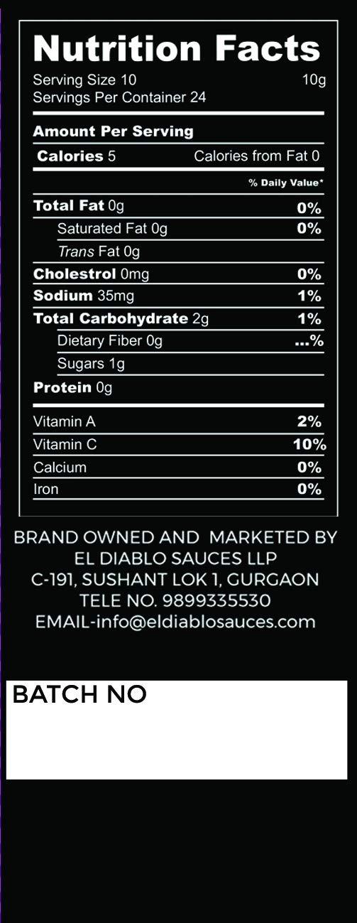 El Diablo Sauces EL Diablo Hot Red Chili Sauce Premium Gourmet Gluten Free Fresh Natural Ingredients 100% Vegan Momos Fried Rice Hakka Noodles Flavor Hot Chilli Spicy Sauce 240g Bottle