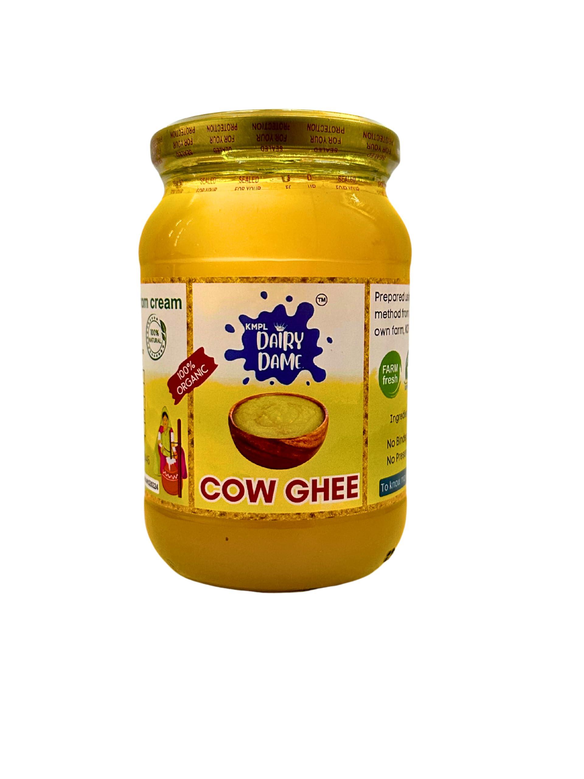 Dairy Dame Dairy Dame Traditional Cow Ghee | 500 ml | Lab tested for purity | Cultured From Curd | Farm Fresh | From 100% Pure Cow Milk | Curd-Churned Bilona Ghee | Glass Jar